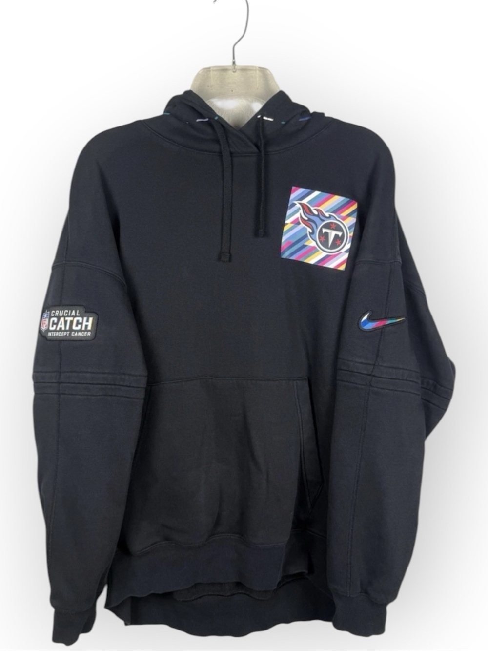 Nike Crucial Catch Cancer Hoodie Large On Field Apparel Tennessee Titans NFL